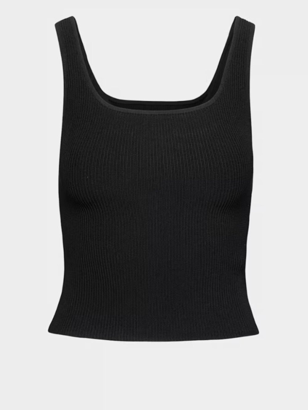 Babaton  Sculpt Knit Squareneck Ribbed Tank Top Black
